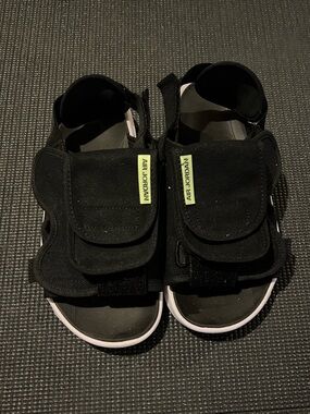 Jordan Kids Black Sandals with Neon Yellow Accent